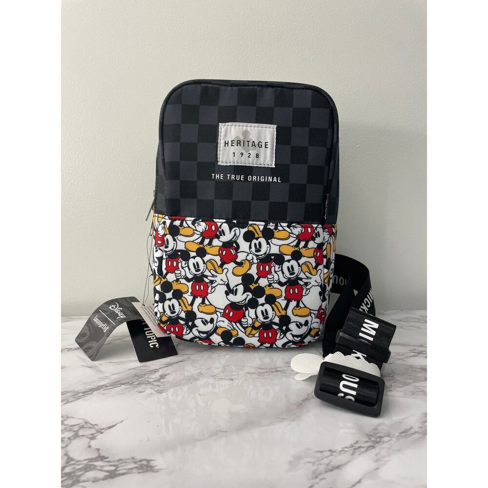 Disney X Loungefly Mickey Mouse Print Heritage 1928 Canvas Checker Crossbody